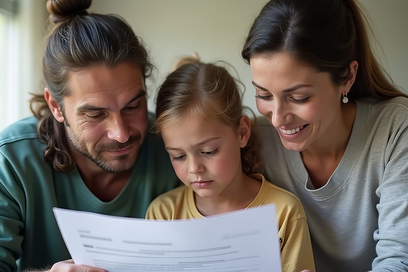 family-three-man-woman-child-are-sitting-together